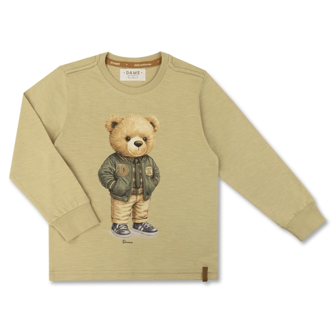 Camiseta Infantil Algodão Teddy Vintage Verde Dame