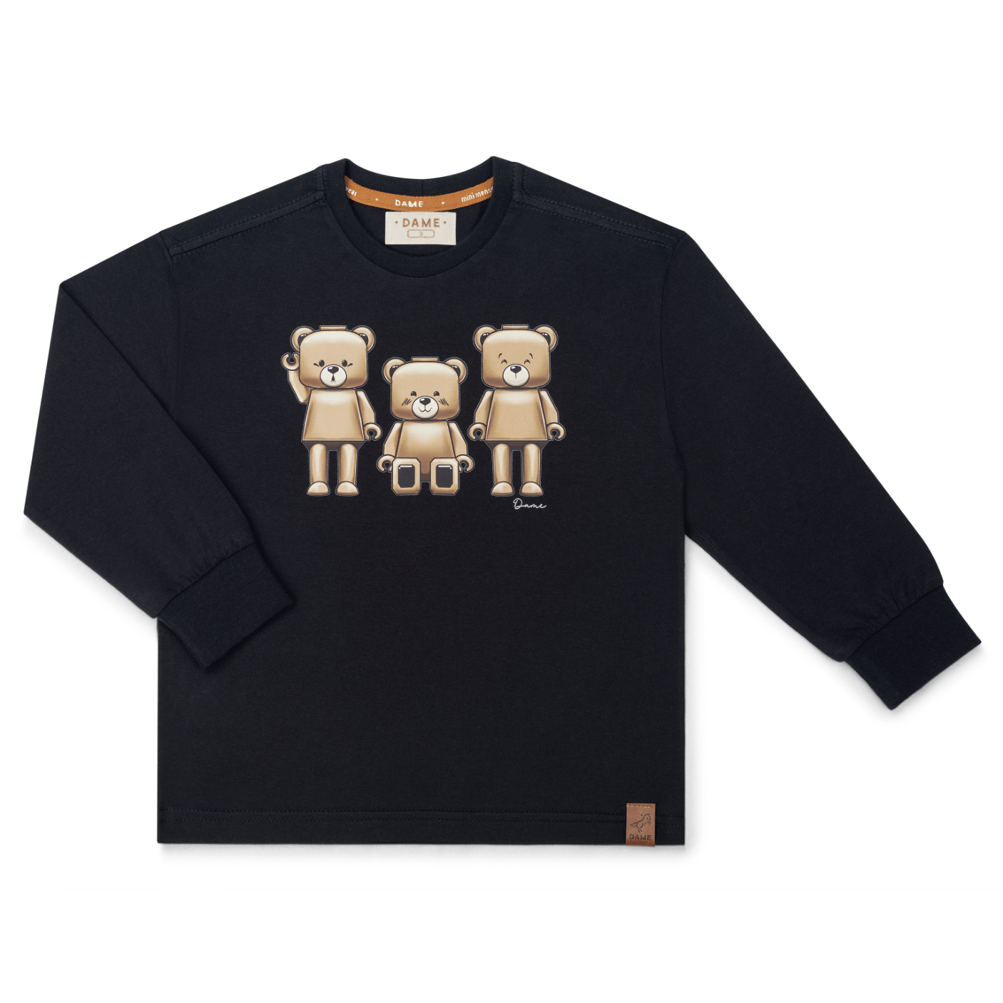 Camiseta Manga Longa Teddy Playmobil Preto Dame Camiseta Manga Longa Teddy Playmobil Preto Dame