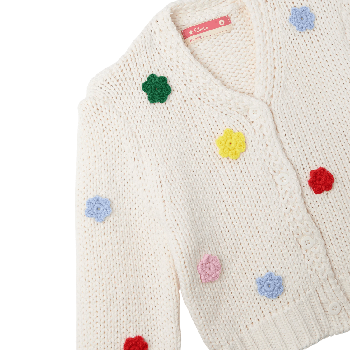 Cardigan Tricot Floral Colorido Fábula