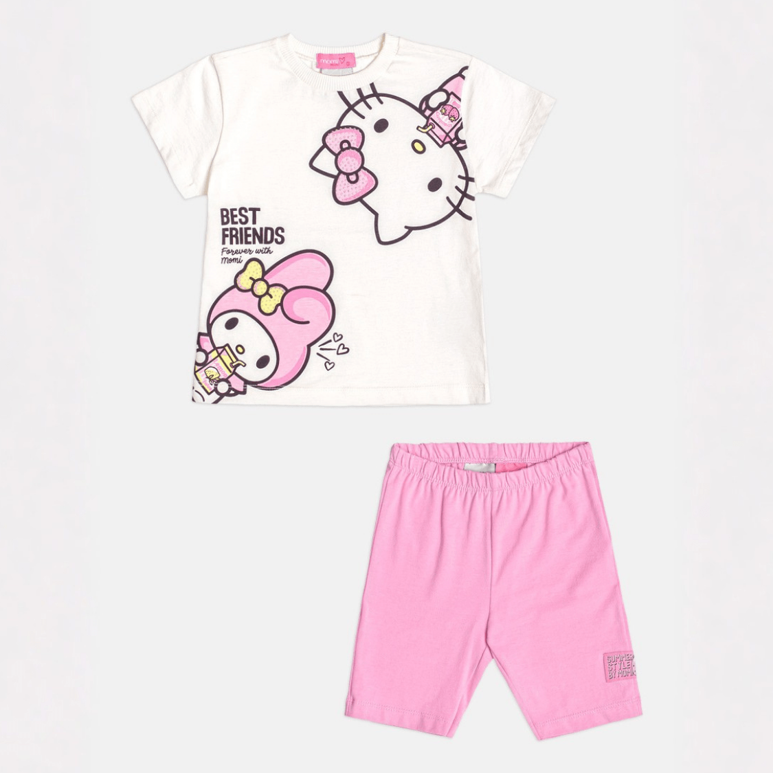 Conjunto Ciclista Hello Kitty e My Melody Rosa Momi