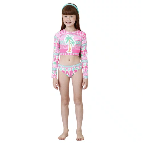 Biquini Conjunto Infantil Cropped Manga Longa Lara Tropicandy Siri Kids