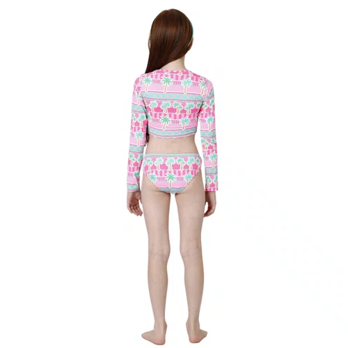 Biquini Conjunto Infantil Cropped Manga Longa Lara Tropicandy Siri Kids