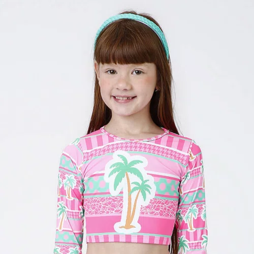 Biquini Conjunto Infantil Cropped Manga Longa Lara Tropicandy Siri Kids