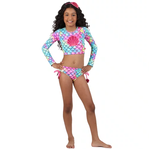 Biquini Cropped Manga Longa Jessica Mermaid Siri Kids
