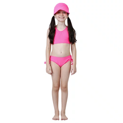 Biquini Infantil Cropped Rose Euforia Rosa Neon Siri Kids