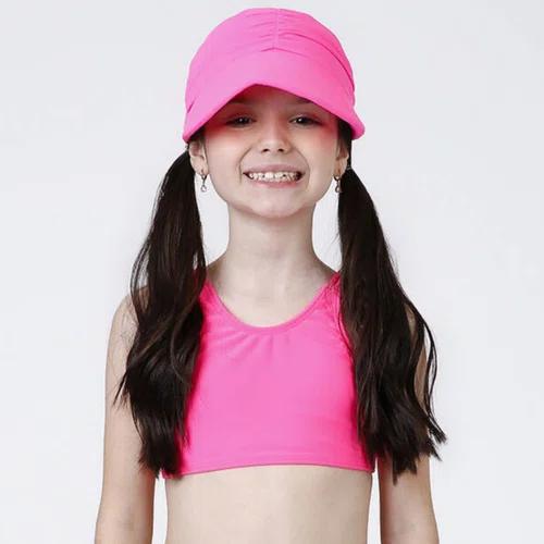 Biquini Infantil Cropped Rose Euforia Rosa Neon Siri Kids