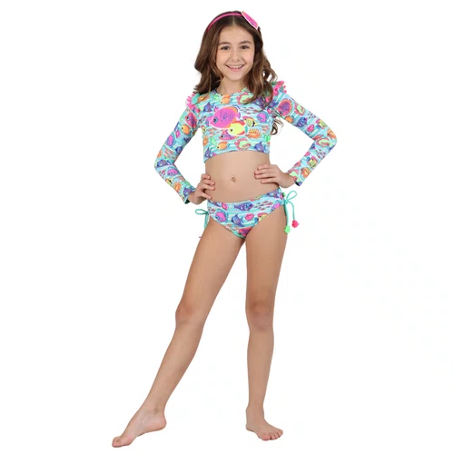 Biquini Manga Longa Karol Aquarela Siri Kids