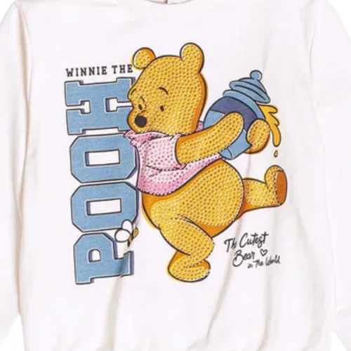 Bluão Moletom Ursinho Pooh com Strass Perola Momi