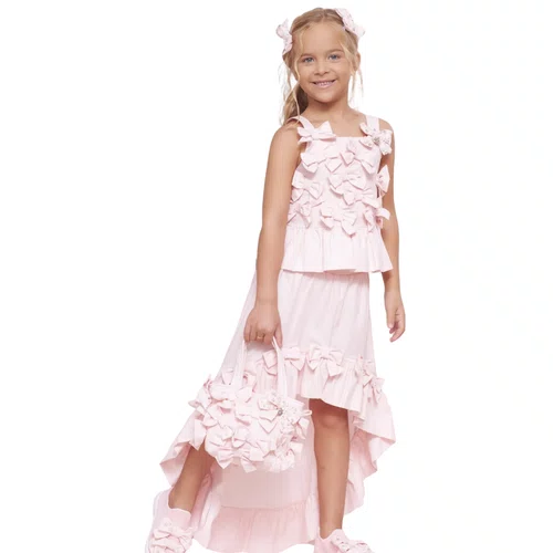 Blusa Algodão Multi Laços Bordados Rosa Baby Pituchinhus