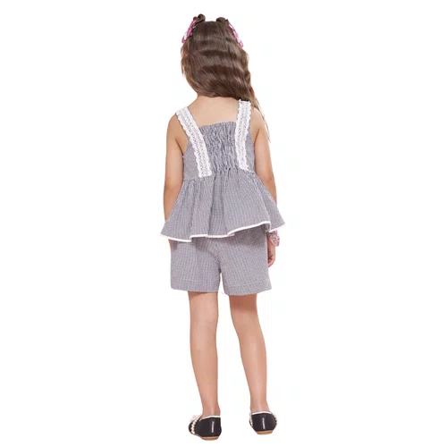 Blusa Algodão Xadrez Renda Bordada Pituchinhus