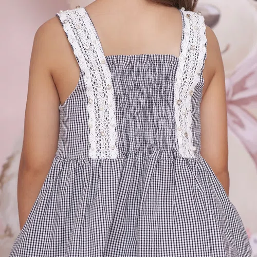 Blusa Algodão Xadrez Renda Bordada Pituchinhus