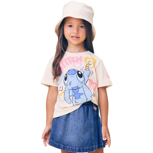 Blusa Bege Stitch Desenhista Coração Momi