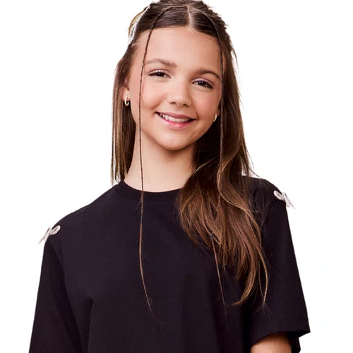 Blusa Classic Preta Laço Brilho Authoria