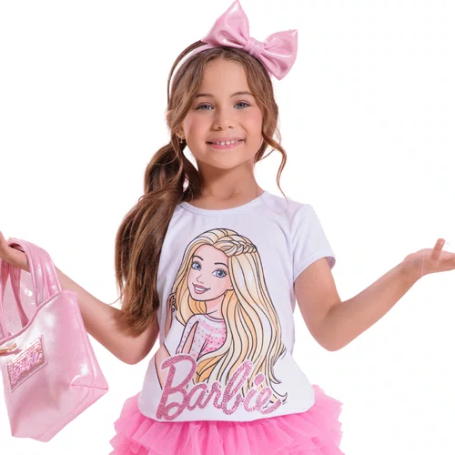 Blusa Cotton Barbie Cristais Branco Pituchinhus