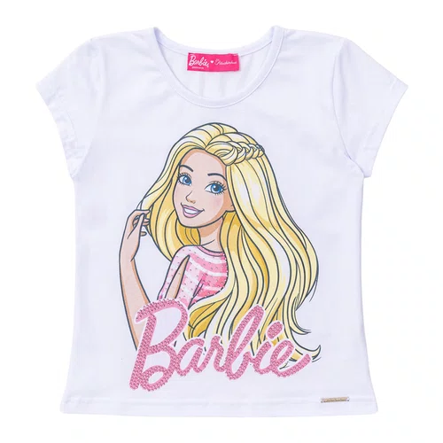 Blusa Cotton Barbie Cristais Branco Pituchinhus