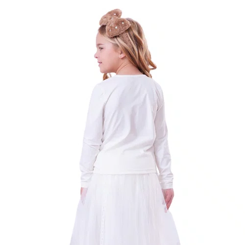 Blusa Cotton Bolsa Rosto Ursinha Off White Pituchinhus