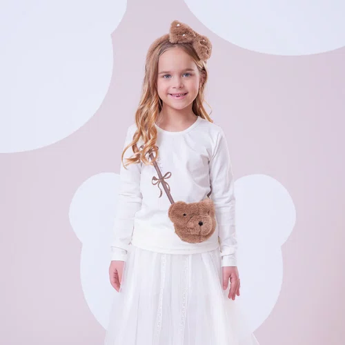 Blusa Cotton Bolsa Rosto Ursinha Off White Pituchinhus