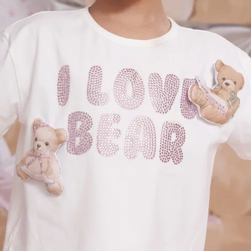 Blusa Cotton I Love Bear Ursinhos Puffer Pituchinhus