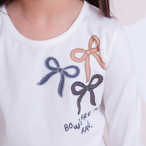 Blusa Cotton Laços Cristais Pituchinhus