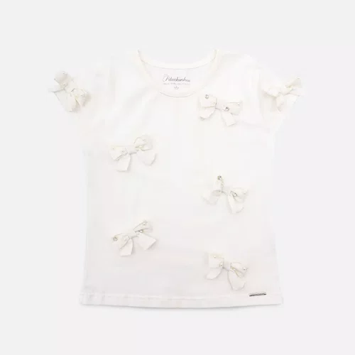 Blusa Cotton Multi Laços Algodão Bordados Off White Pituchinhus