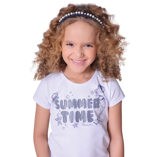 Blusa Cotton Summer Time Cristais Branco Pituchinhus