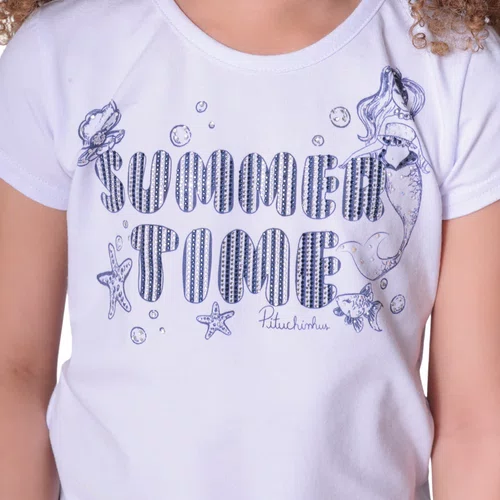 Blusa Cotton Summer Time Cristais Branco Pituchinhus
