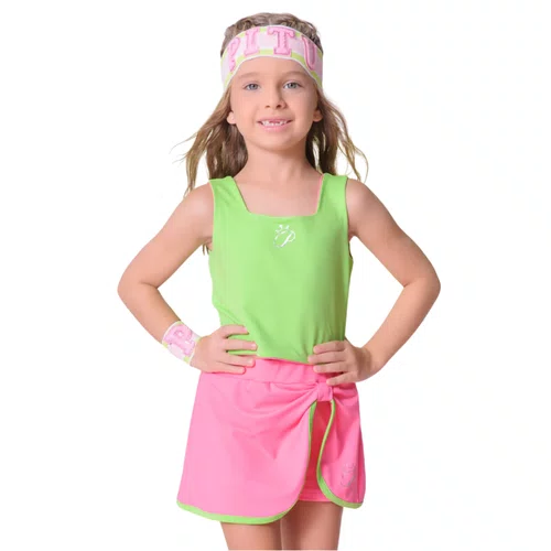 Blusa Cropped Light Dupla Face Verde e Rosa Pituchinhus