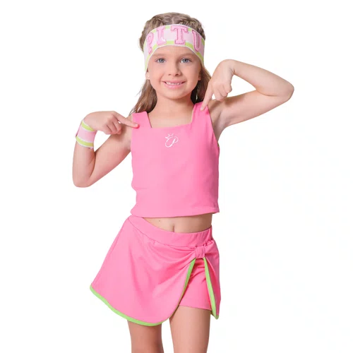 Blusa Cropped Light Dupla Face Verde e Rosa Pituchinhus