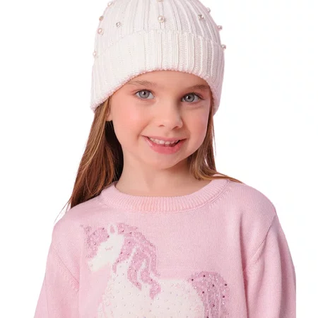 Blusa Cropped Tricot Unicornio Cristais Rosa Pituchinhus