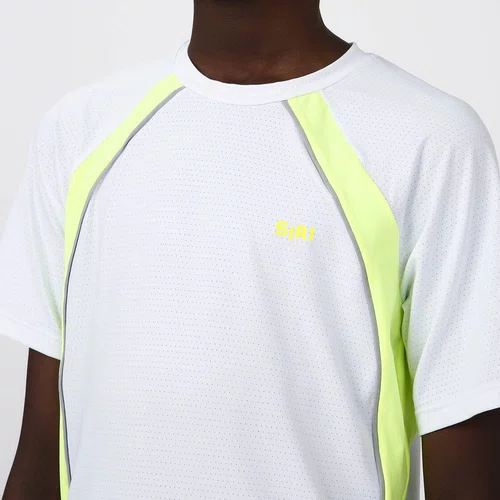 Blusa Emanuel Dry Branco e Amarelo Neon Siri Sport