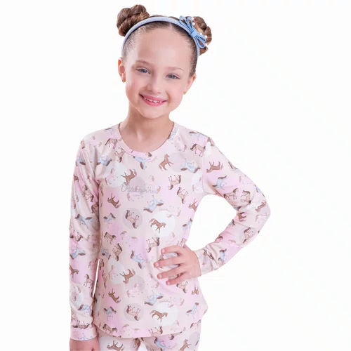 Blusa Light Estampado Cavalinhos Pituchinhus