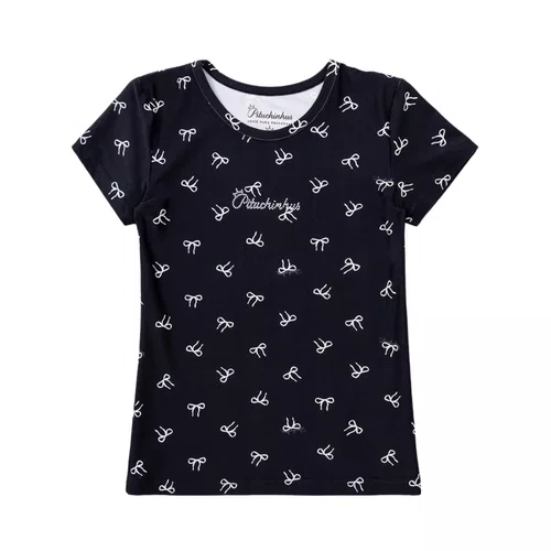 Blusa Light Laços Fundo Preto Pituchinhus