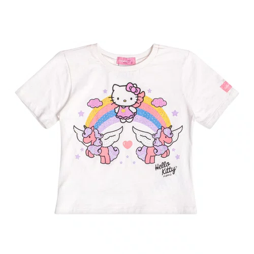 Blusa Manga Curta Hello Kitty Arco Iris Momi