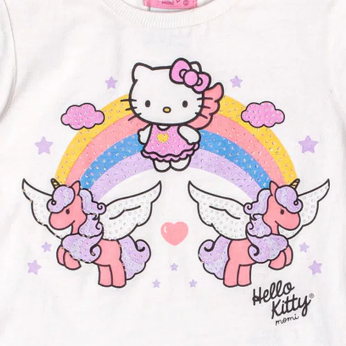 Blusa Manga Curta Hello Kitty Arco Iris Momi
