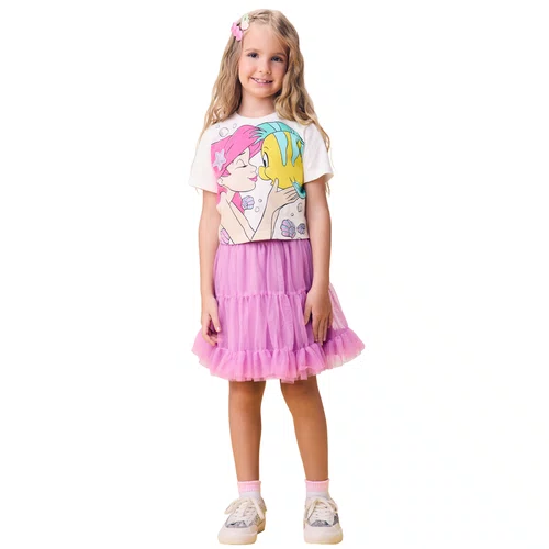 Blusa Manga Curta Pequena Sereia Off Momi