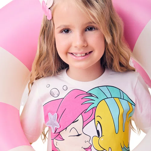 Blusa Manga Curta Pequena Sereia Off Momi