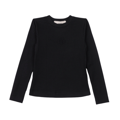 Blusa Manga Longa Canelada Preto Anime