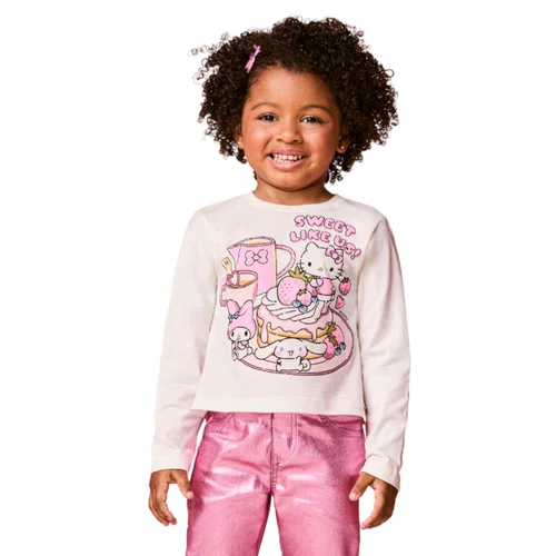 Blusa Manga Longa Hello Kitty Comidinhas Perola Momi