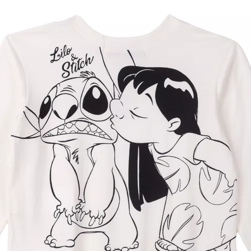 Blusa Manga Longa Lilo e Stitch Off Anime
