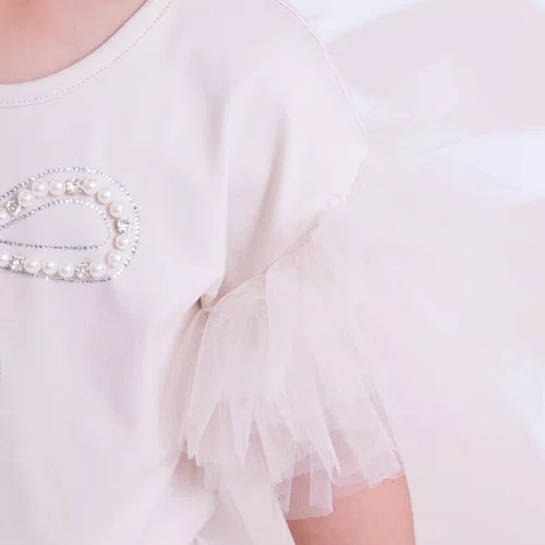 Blusa Manga Tule Laço Bordado Ninive Pituchinhus