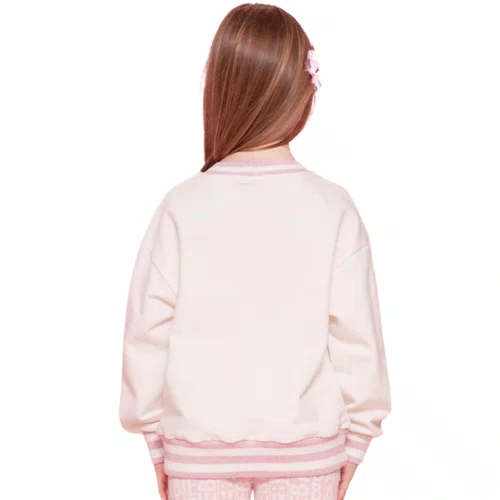 Blusa Moletom Serigrafia Barbie Off White Pituchinhus