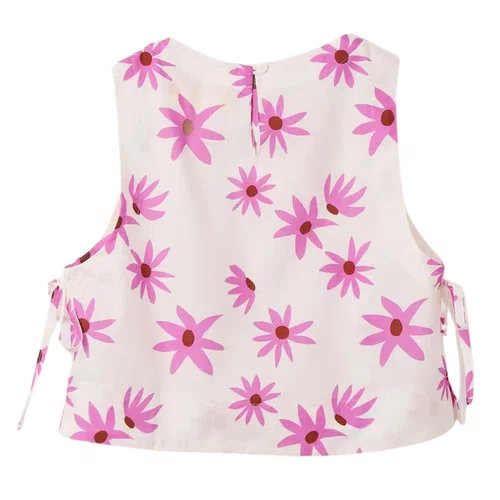 Blusa Off Flores Rosa Margareth Farm Futura