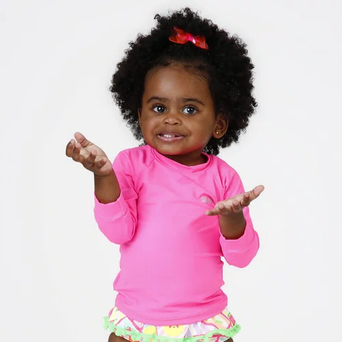 Blusa Proteção UV Baby Euforia Rosa Neon Siri Kids