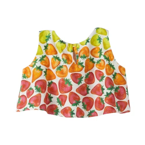 Blusa Regata Evase Morango Rainbow Fabula