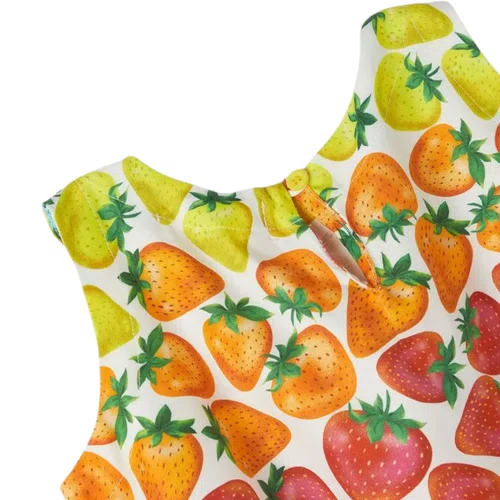 Blusa Regata Evase Morango Rainbow Fabula