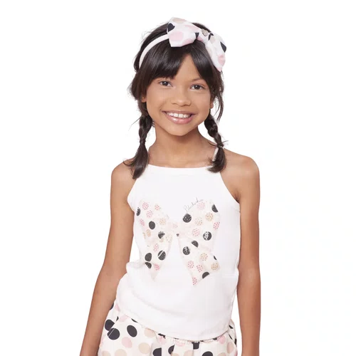 Blusa Ribana Alça Poá Cristais Off White Pituchinhus
