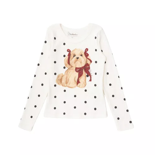 Blusa Ribana Poá e Cachorro Off White Pituchinhus