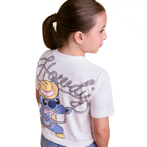 Blusa Stitch Cowboy Off White Anime