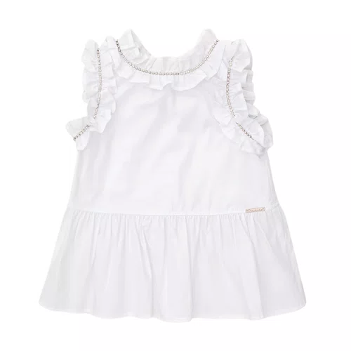 Blusa Tricoline Babado E Frufru Branco Pituchinhus