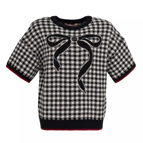 Blusa Tricot Ampla Xadrez Laço Cristal Preto Pituchinhus